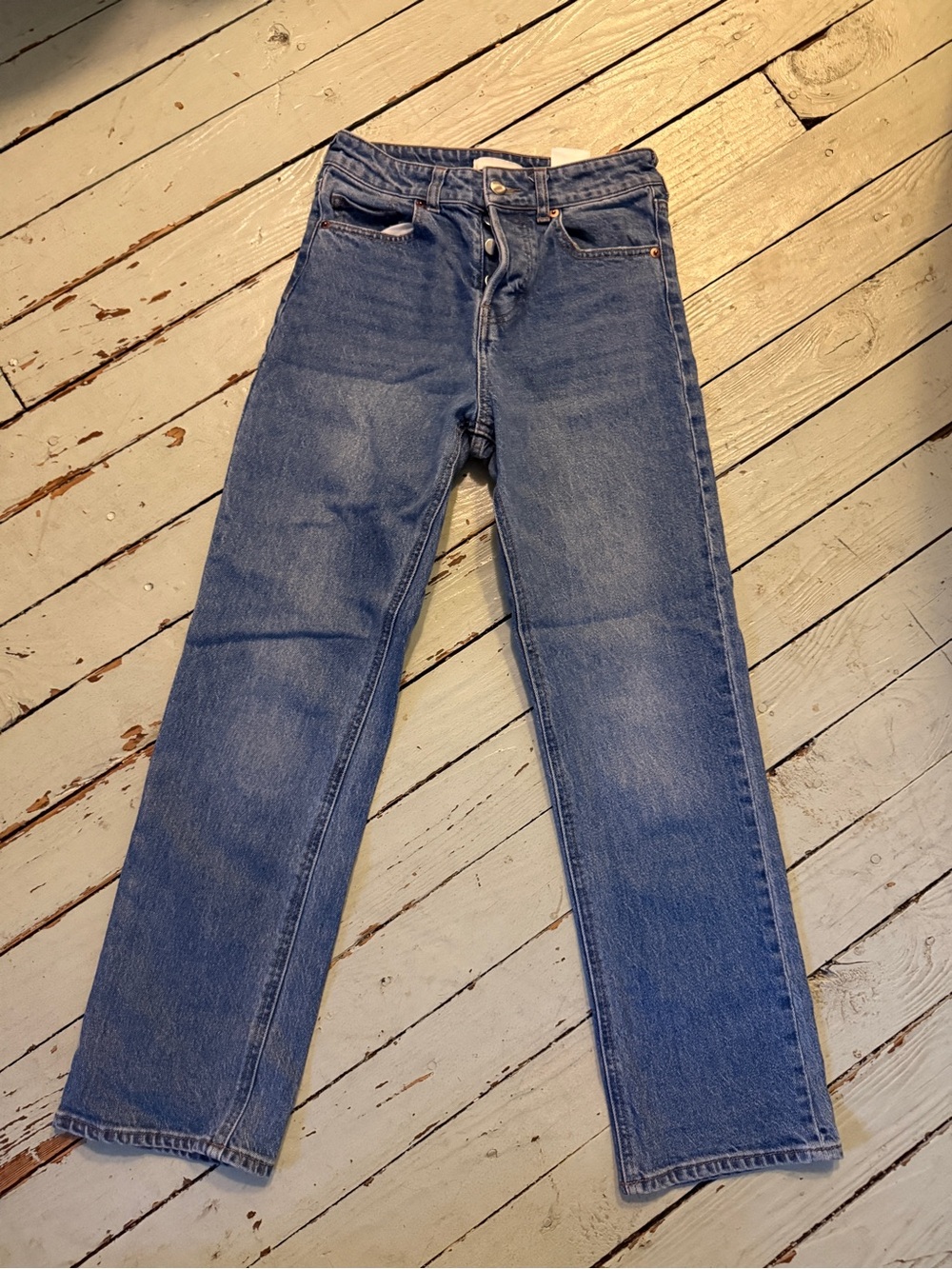 H&M Women's Blue Straight-Leg Jeans